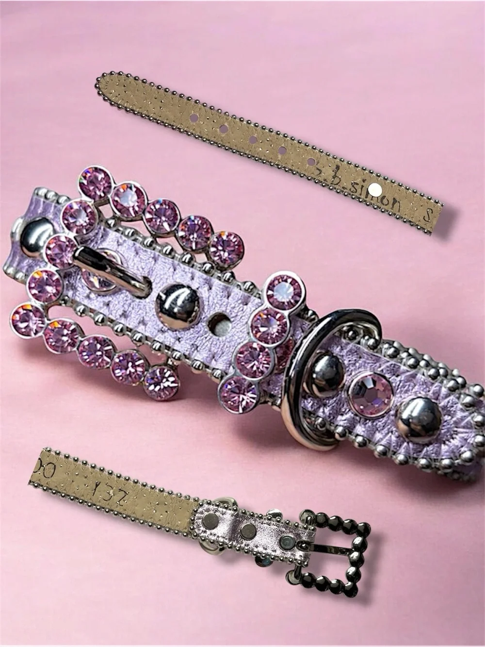 Authentic B.B. Simon Pink Swarovski Crystal Leather Dog Collar SZ Small Designer